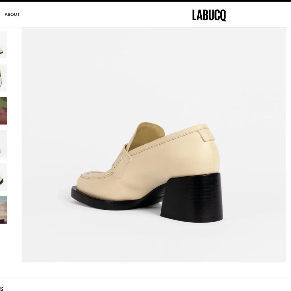 Labucq Cream Block Heel Loafer Platforms